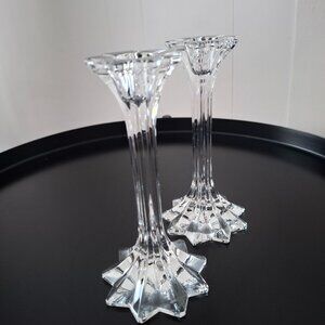 Set of two Riedel rare crystal candle holders